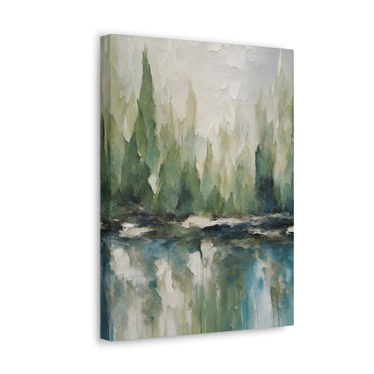 Forest and Ocean Morning Glow - Modern Abstract Art Print - Aesthetic Coastal Landscapes