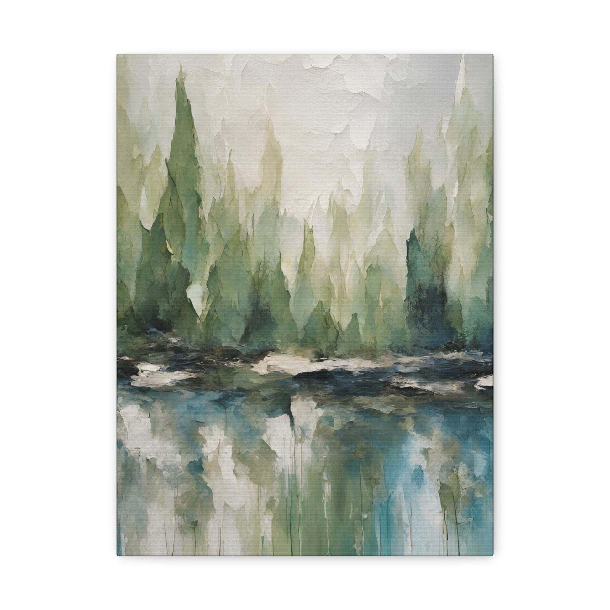 Forest and Ocean Morning Glow - Modern Abstract Art Print - Aesthetic Coastal Landscapes