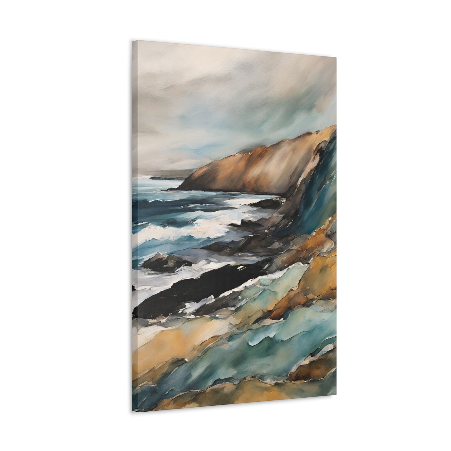 Breaking on the Cliffs - Modern Abstract Art Print - Aesthetic Coastal Landscapes