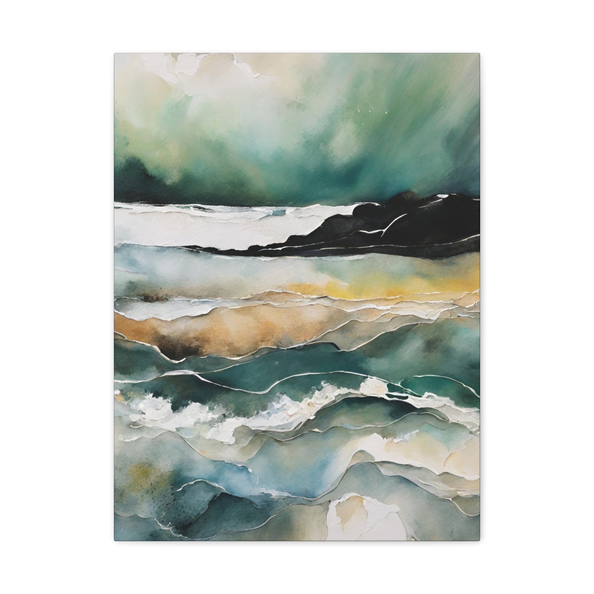 Northern Lights on the Sea - Modern Abstract Art Print - Aesthetic Coastal Landscapes