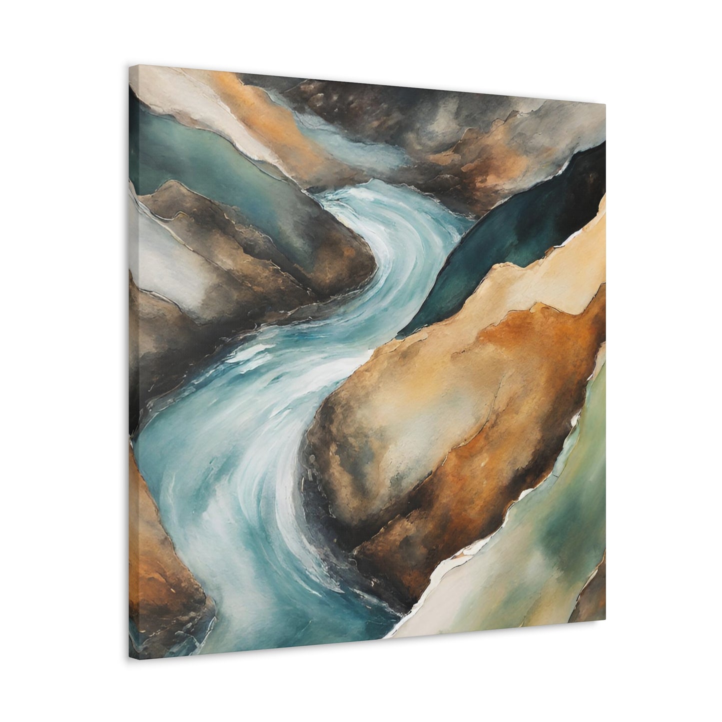 Racing River - Modern Abstract Art Print - Aesthetic Coastal Landscapes