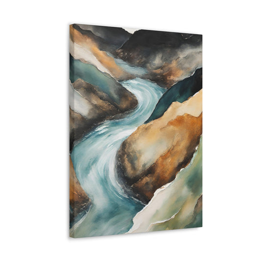 Racing River - Modern Abstract Art Print - Aesthetic Coastal Landscapes