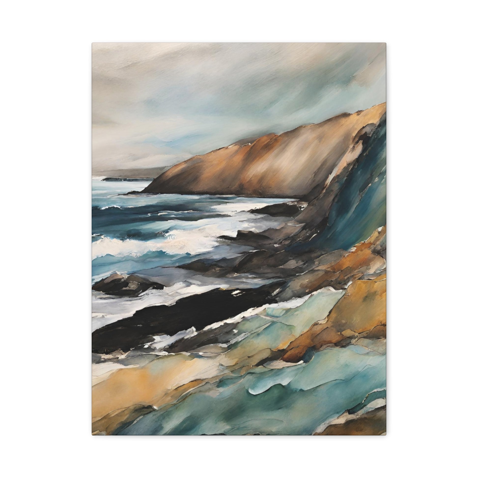 Breaking on the Cliffs - Modern Abstract Art Print - Aesthetic Coastal Landscapes