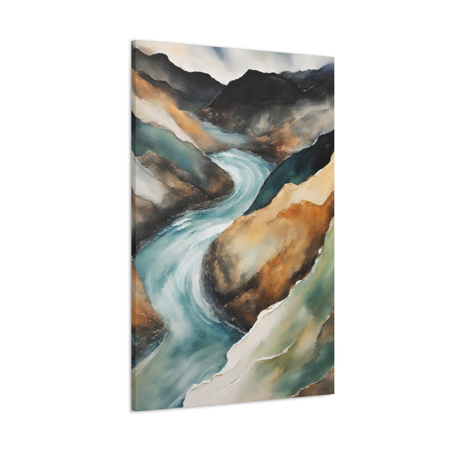 Racing River - Modern Abstract Art Print - Aesthetic Coastal Landscapes