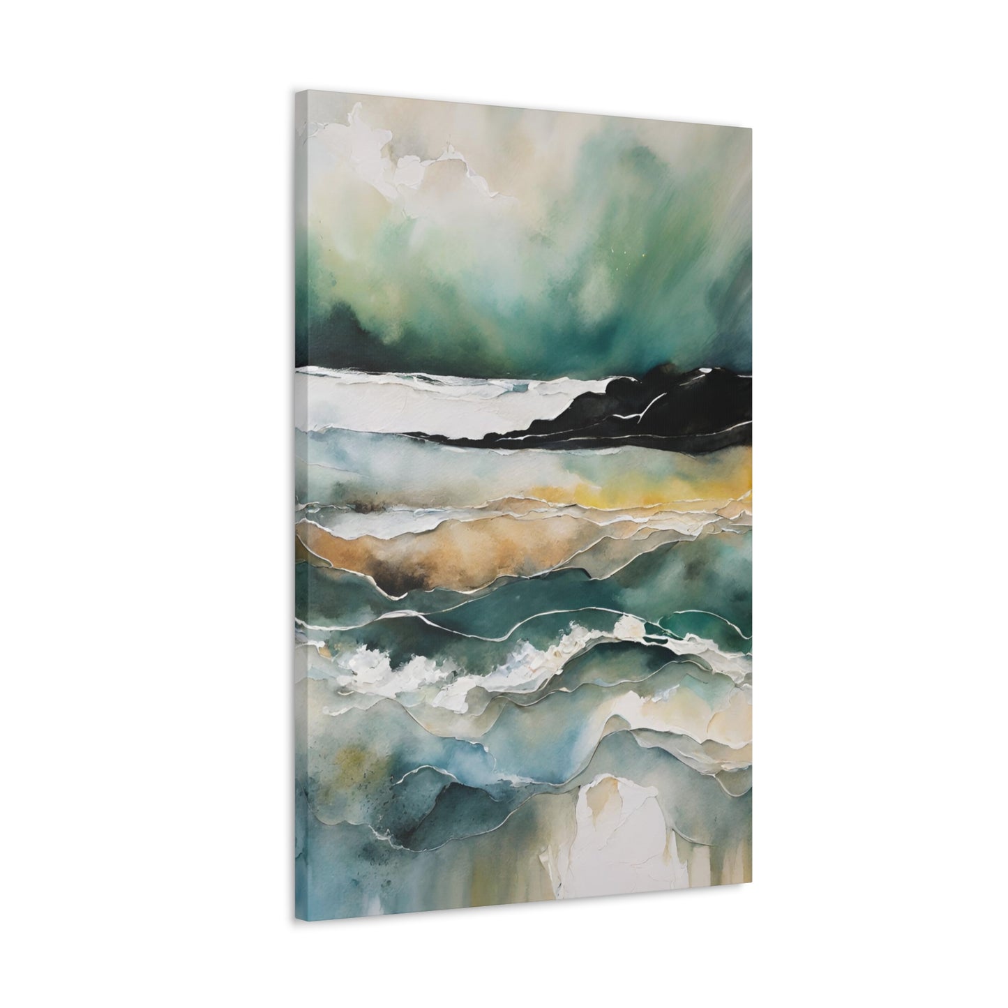 Northern Lights on the Sea - Modern Abstract Art Print - Aesthetic Coastal Landscapes