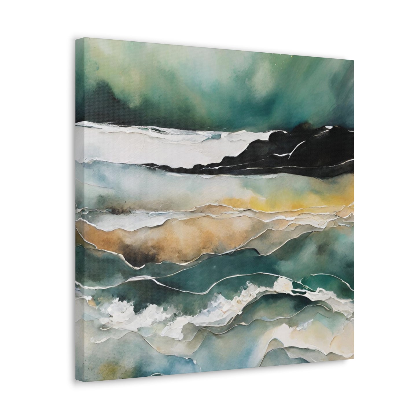 Northern Lights on the Sea - Modern Abstract Art Print - Aesthetic Coastal Landscapes