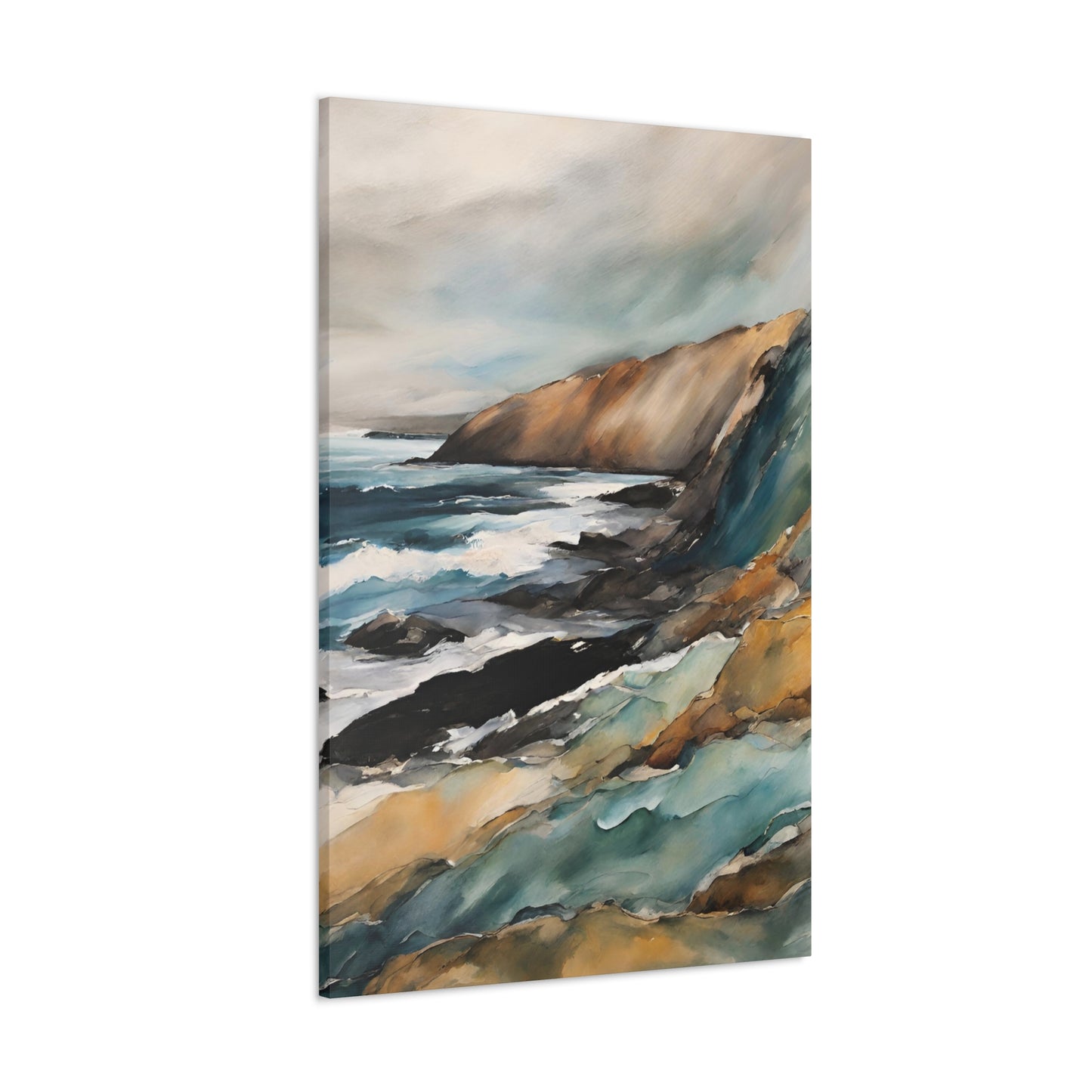 Breaking on the Cliffs - Modern Abstract Art Print - Aesthetic Coastal Landscapes