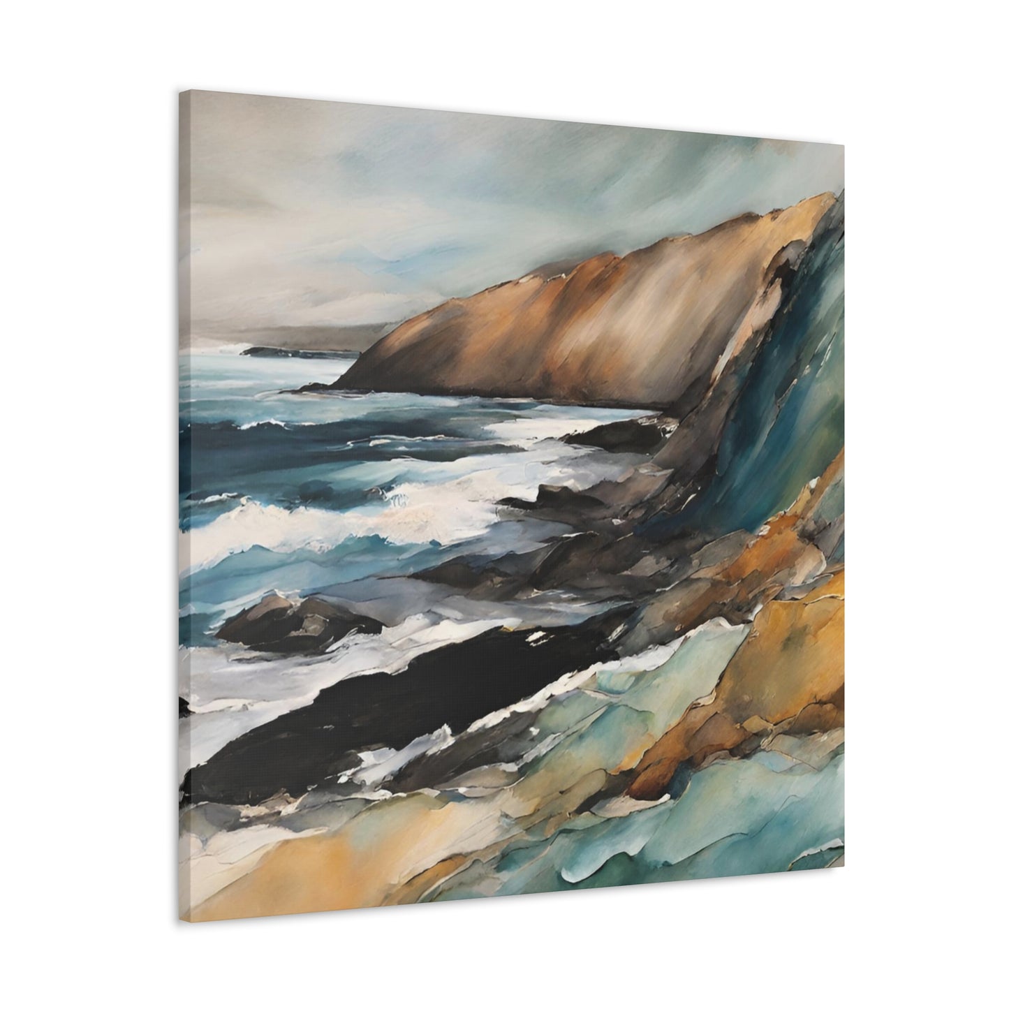 Breaking on the Cliffs - Modern Abstract Art Print - Aesthetic Coastal Landscapes