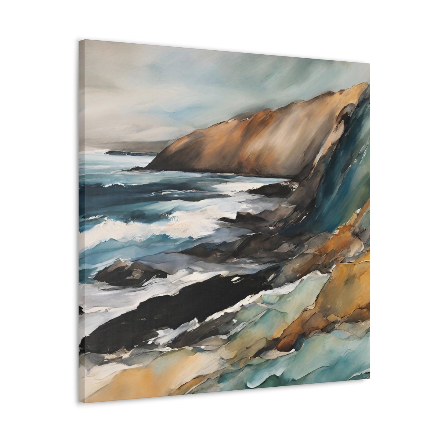 Breaking on the Cliffs - Modern Abstract Art Print - Aesthetic Coastal Landscapes