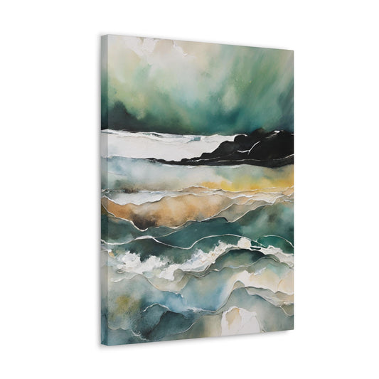 Northern Lights on the Sea - Modern Abstract Art Print - Aesthetic Coastal Landscapes