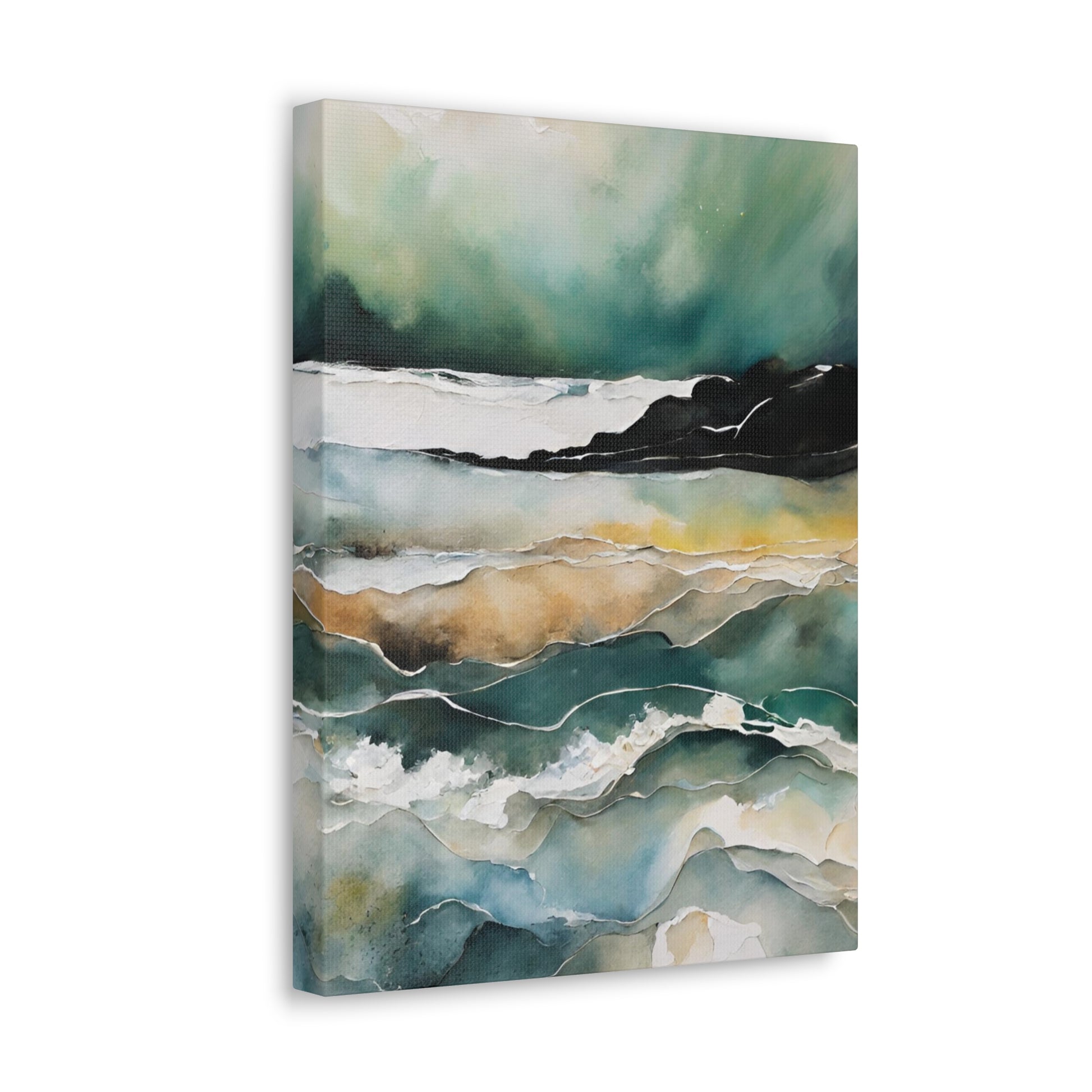 Northern Lights on the Sea - Modern Abstract Art Print - Aesthetic Coastal Landscapes