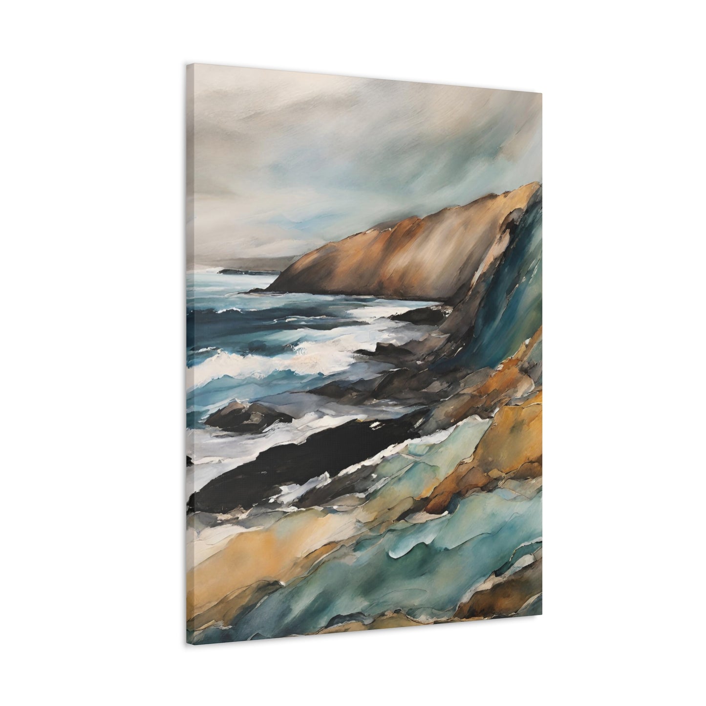 Breaking on the Cliffs - Modern Abstract Art Print - Aesthetic Coastal Landscapes