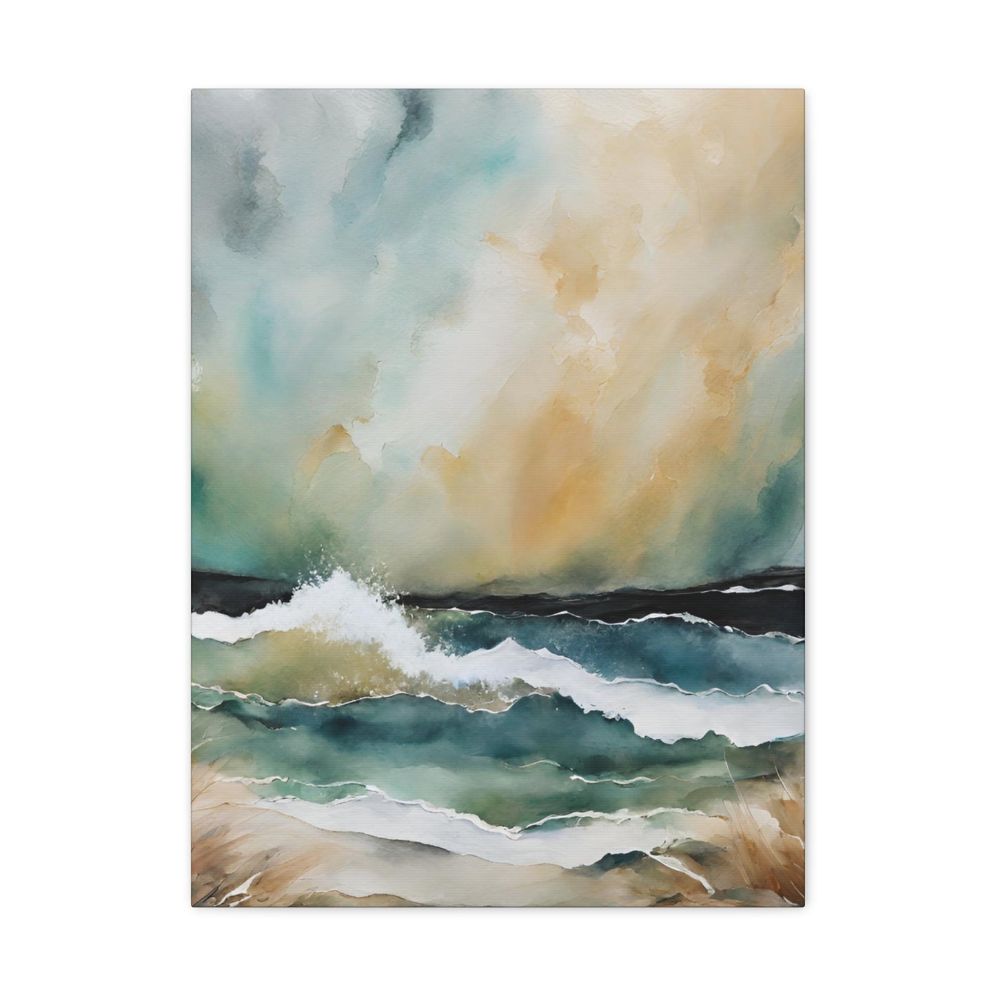 Colliding on the Sandbar - Modern Abstract Art Print - Aesthetic Coastal Landscapes