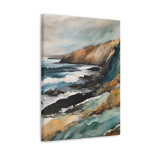 Breaking on the Cliffs - Modern Abstract Art Print - Aesthetic Coastal Landscapes