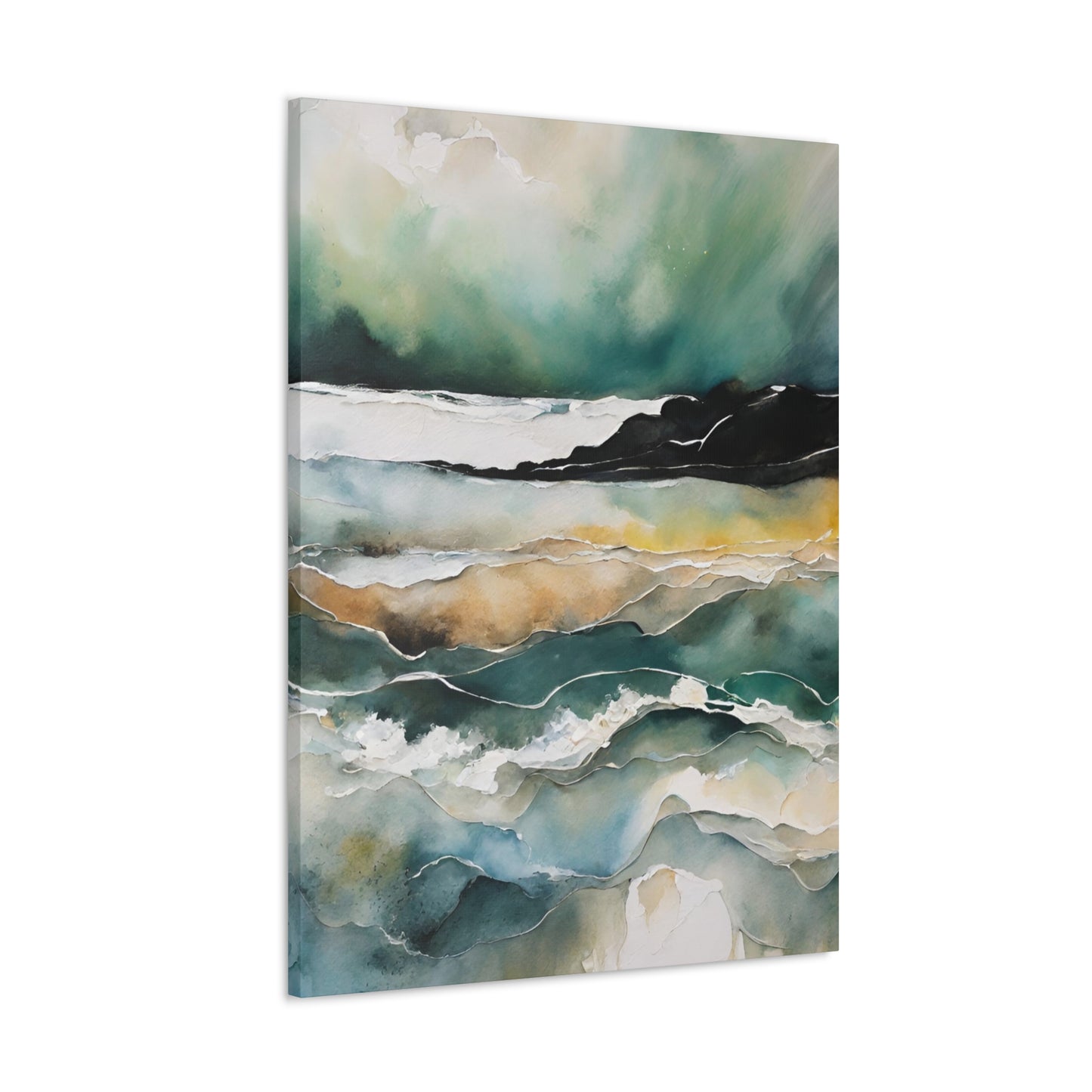 Northern Lights on the Sea - Modern Abstract Art Print - Aesthetic Coastal Landscapes