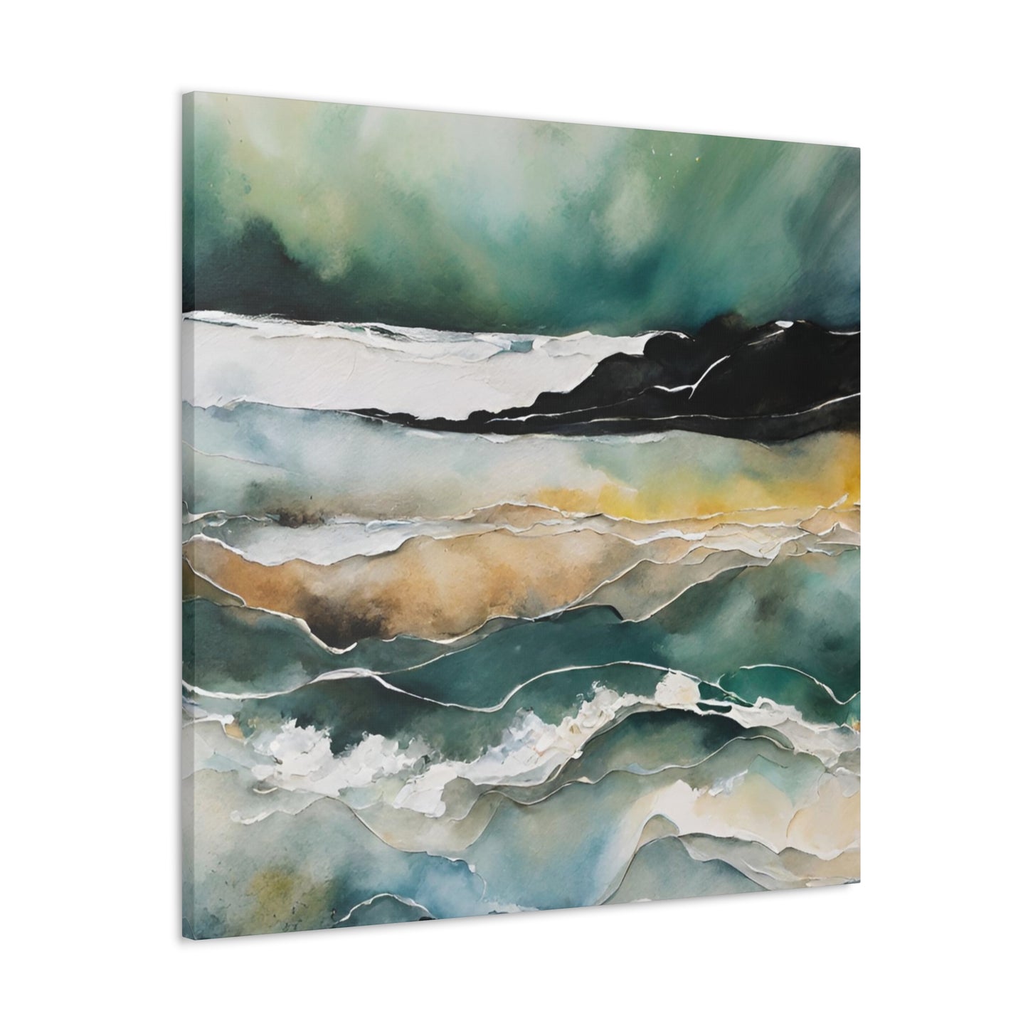 Northern Lights on the Sea - Modern Abstract Art Print - Aesthetic Coastal Landscapes