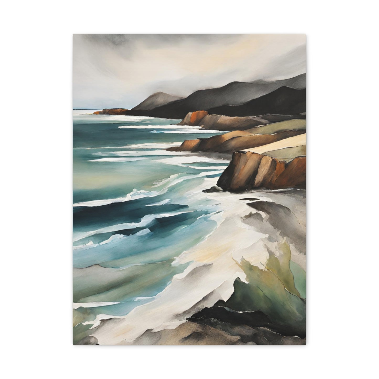 Watercolor Cliffs - Modern Abstract Art Print - Aesthetic Coastal Landscapes