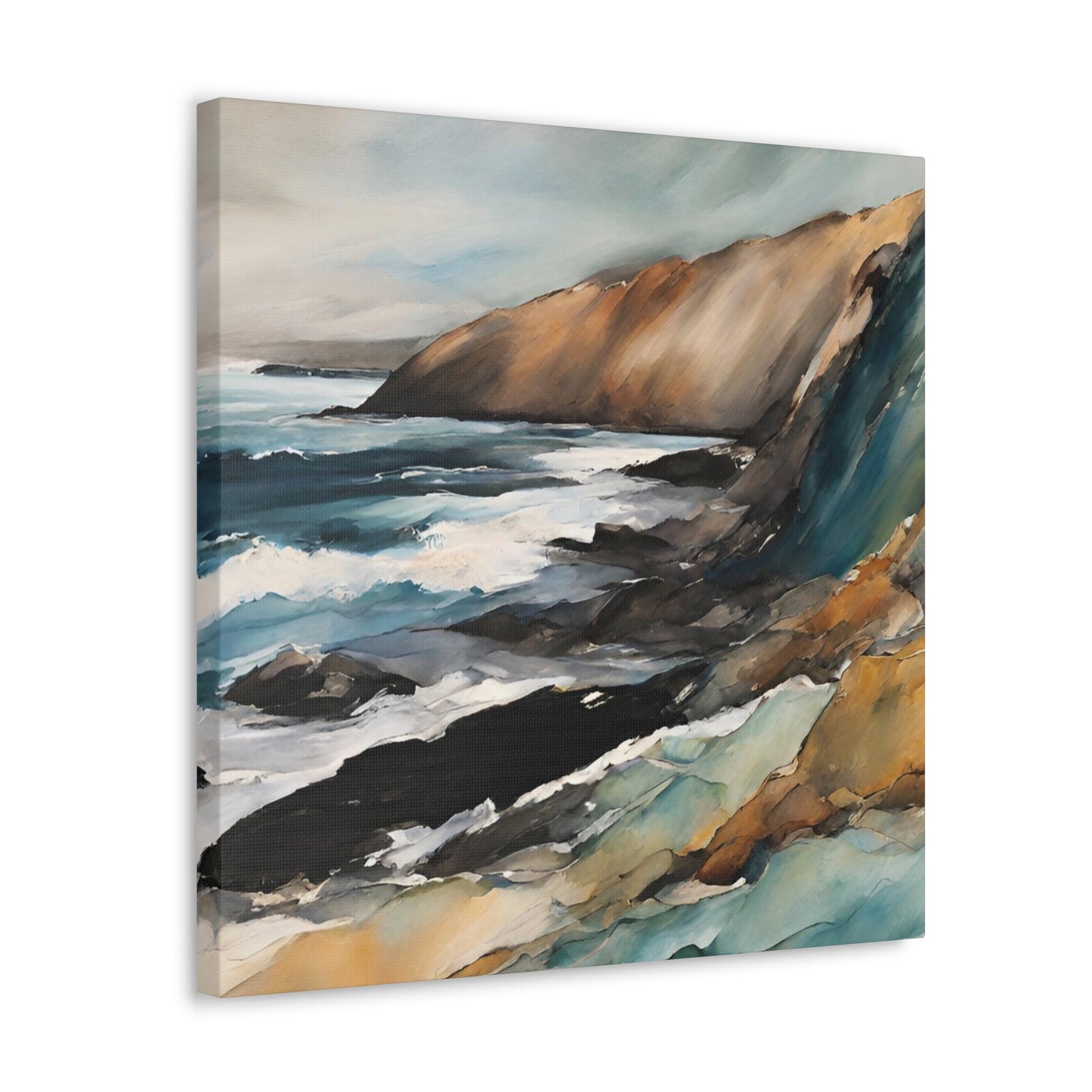 Breaking on the Cliffs - Modern Abstract Art Print - Aesthetic Coastal Landscapes