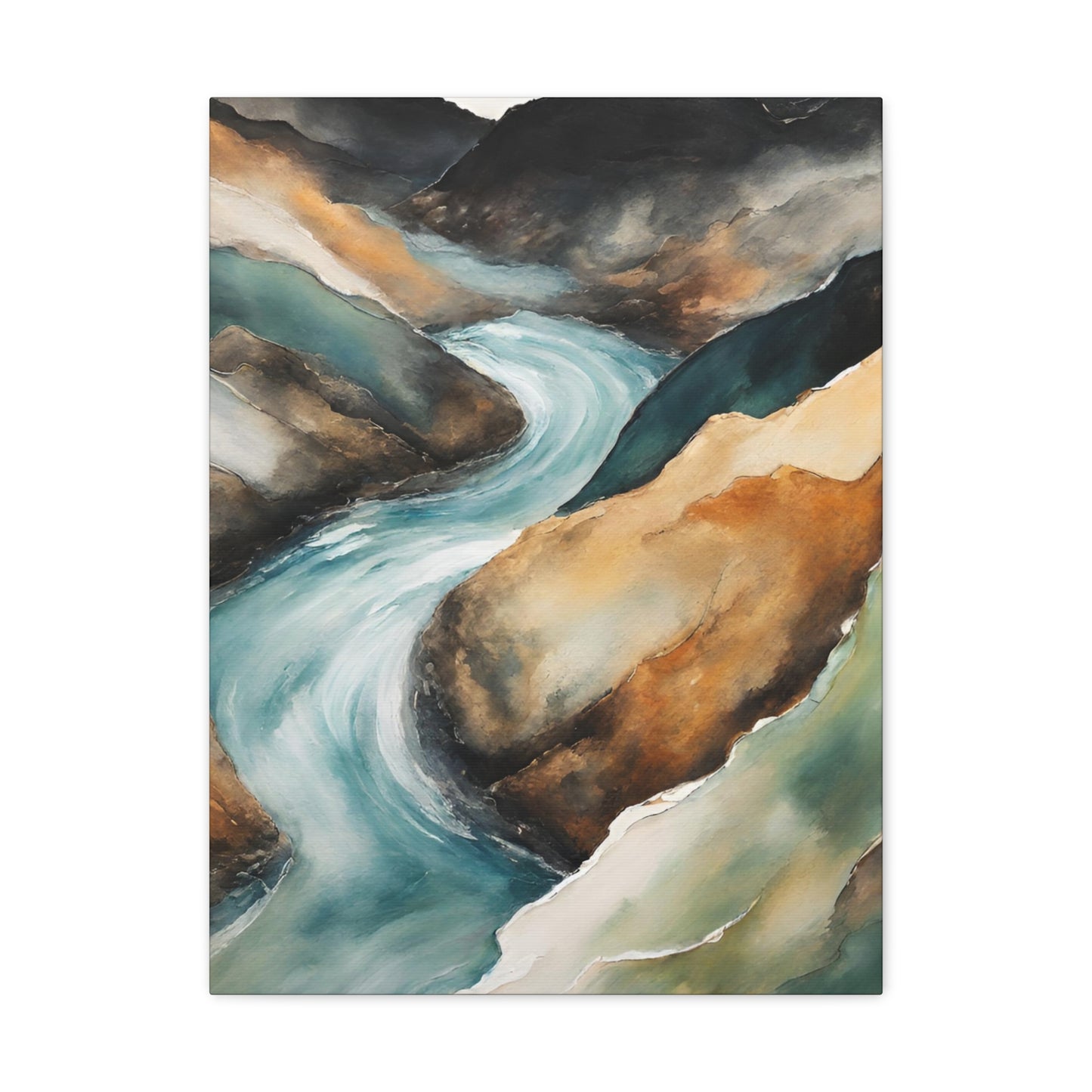 Racing River - Modern Abstract Art Print - Aesthetic Coastal Landscapes